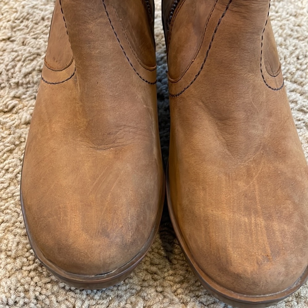 Women's Brown Leather Mid-Calf Heeled Boots 9.5 - Picture 4 of 8